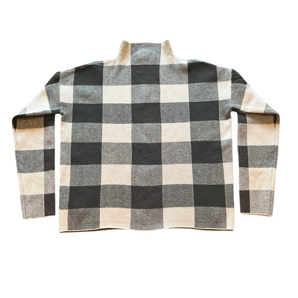 Tahari Mock Funnel Neck Checkered Green/Cream/Black Turtleneck Sweater Size S - Picture 10 of 15